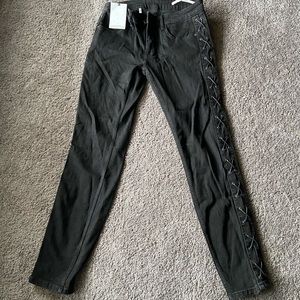 Zara Tie Seam Black Jeans
